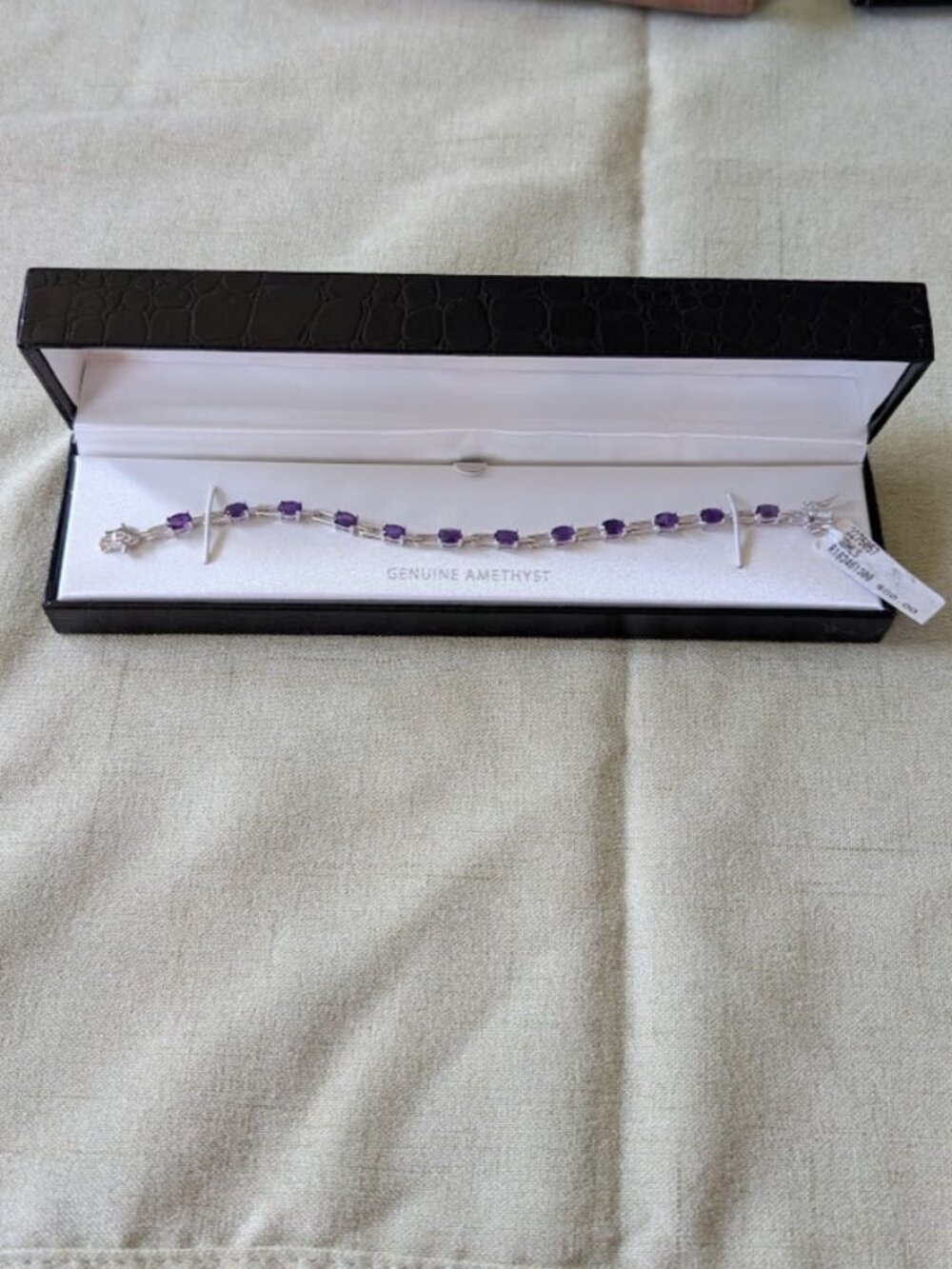 NWT Kohl's 925 Sterling Silver Genuine Amethyst Tennis Bracelet 7"